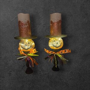 Festive Pumpkin Candle Holders with Orange and Gold Accents